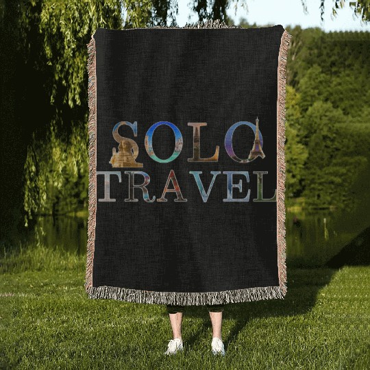 in love with solo travel, in all seasons Woven Blankets