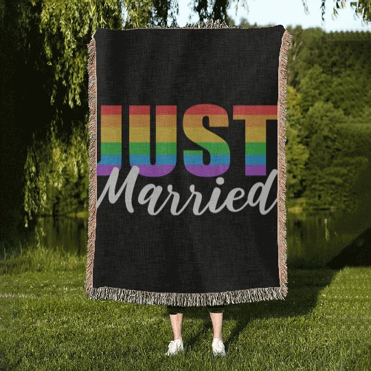 Just Married LGBTQ LGBTQ Gift Woven Blankets