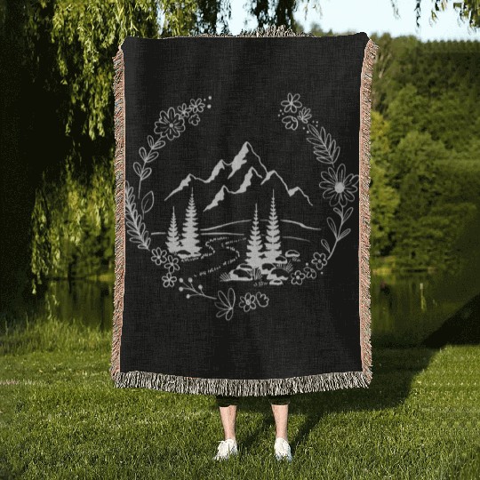 Flower Mountain Landscape Wilderness Forest Woven Blankets