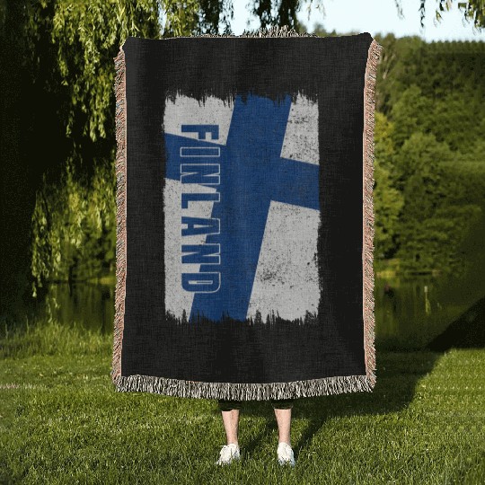 Finland flag Woven Blankets