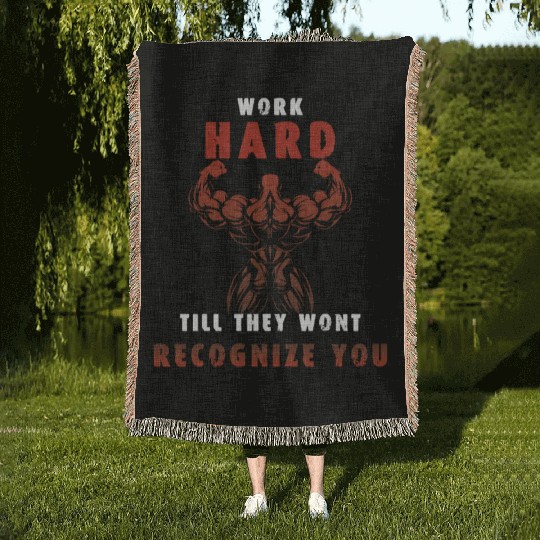 Work Hard / gym /workout /exercise Woven Blankets