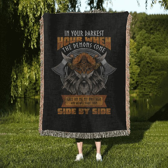 Nordic Warrior Heather Woven Blankets