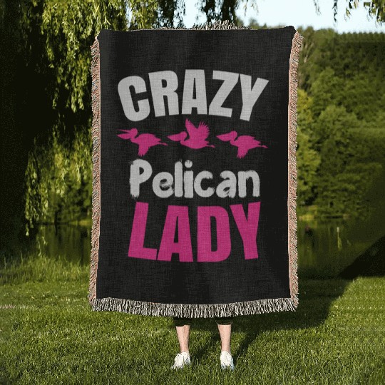 Pelican Lady Birdwatching Pelican Lover Woven Blankets