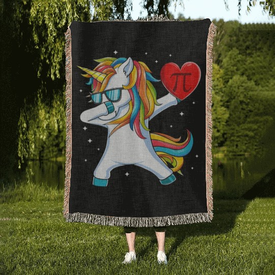 Dabbing Unicorn Pi Day Woven Blankets Math Lover Funny Gift