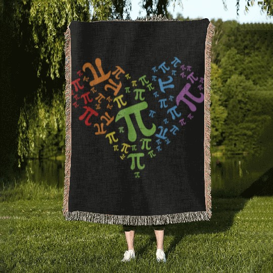 Heart Pi Day Funny Graphic Math Teacher for Women Woven Blankets
