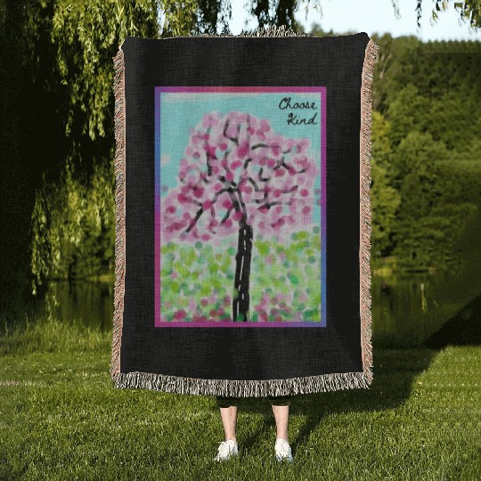 Choose Kind | Be A Kind Human | Cherry Blossom Woven Blankets