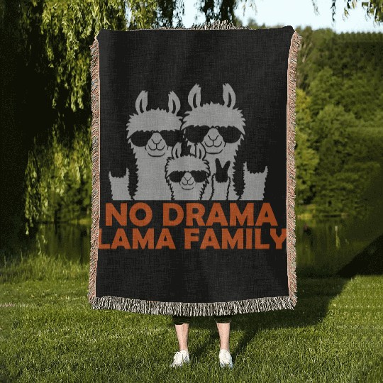 No Drama Llama Family Woven Blankets