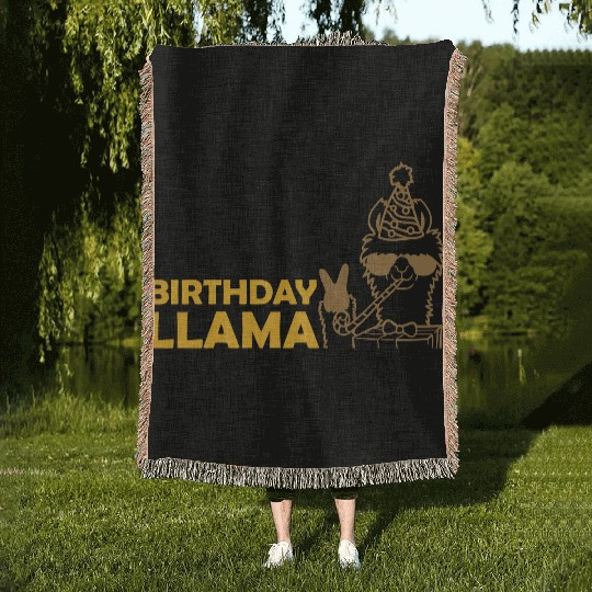 Cool Birthday Llama Sunglasses Woven Blankets