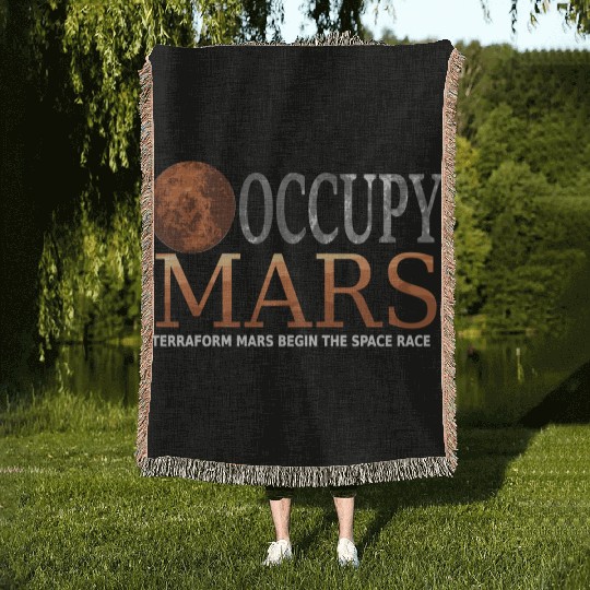 Occupy Mars Terraforming Space Race Woven Blankets