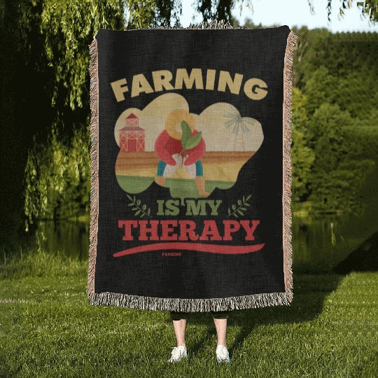 Farming Is My Therapy Woven Blankets