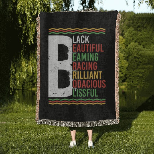 Black Beautiful Beaming Bracing Brilliant Woven Blankets