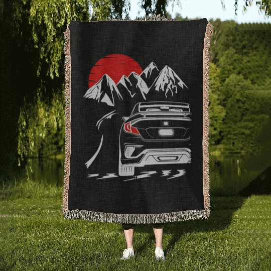 Driving at Sunset Woven Blankets