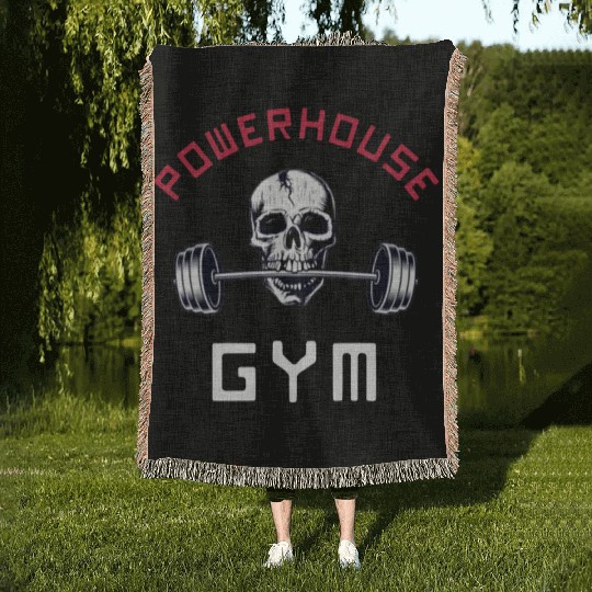 Powerhouse Gym - Bodybuilding Workout Saying Woven Blankets