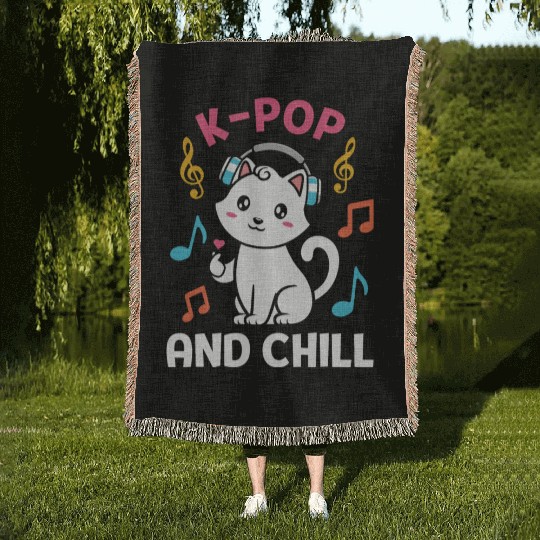 kpop and chill k pop music, korean pop music Woven Blankets