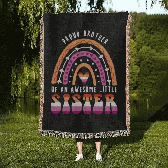 Proud Brother Awesome Little Sister Lesbian Woven Blankets