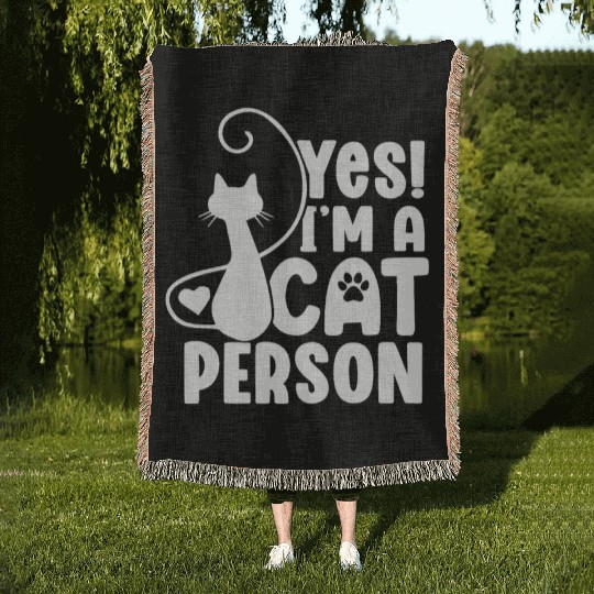 I am a Cat Person Funny Cat Lover Kitty Mom Dad Woven Blankets