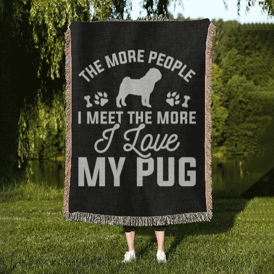 I Love My Pug Woven Blankets