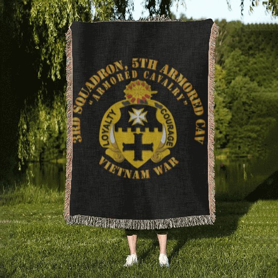 Army 3rd Squadron 5th Armored Cav Vietnam War Woven Blankets