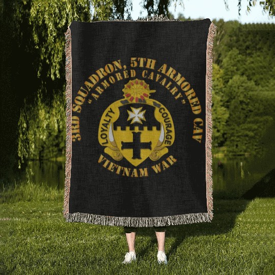 Army 3rd Squadron 5th Armored Cav Vietnam War Woven Blankets