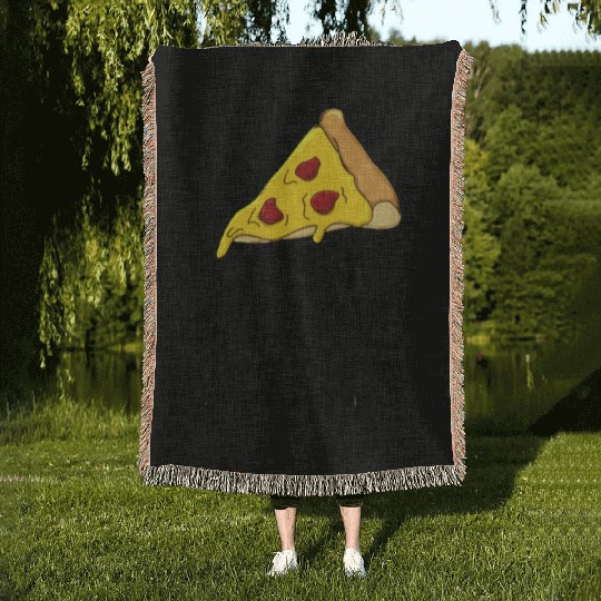 i run because i like pizza Woven Blankets