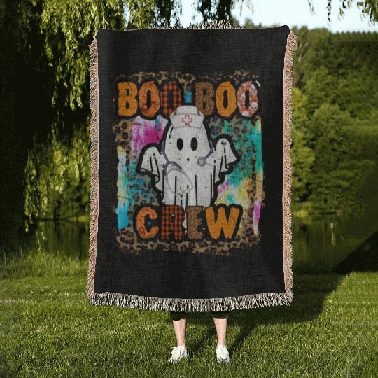 Halloween Boo Boo Crew Tie Dye Woven Blankets