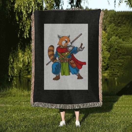 Red Panda Bear Ninja Woven Blankets