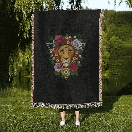 Psychedelic Lion Woven Blankets
