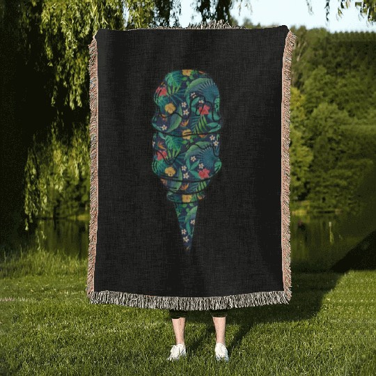 Ice Cream Tropical Floral Flower Woven Blankets