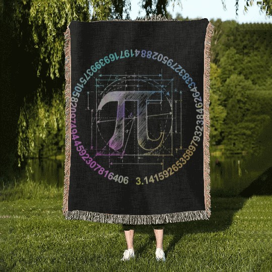 Pi novelty circle watercolor Woven Blankets for Pi Day