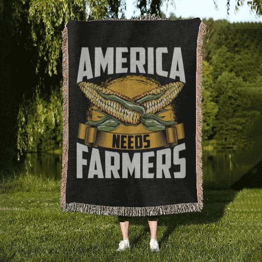 America Needs Farmers Agriculture Farmer Corn Woven Blankets