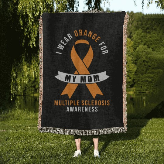 I Wear Orange For My Mom - Orange Ribbon MS Woven Blankets
