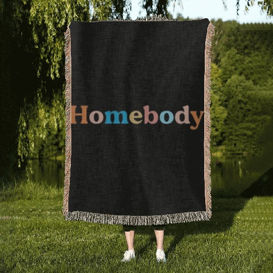 Retro Homebody Rather Be Inside Vintage Introvert Woven Blankets