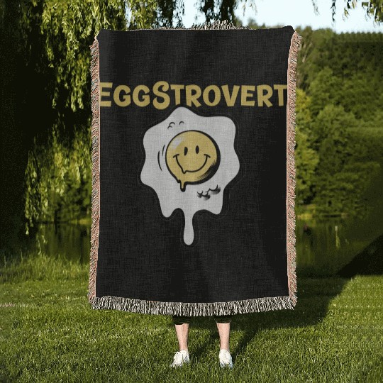 Eggstrovert Happy Extrovert Fried Egg Woven Blankets
