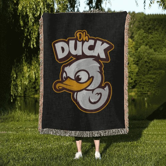 Oh Duck! Surprised Cool Duck Woven Blankets