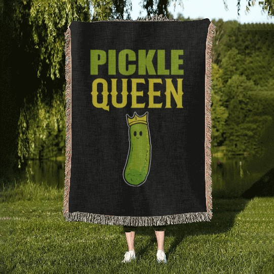 Pickle Queen Head Chef Gift Woven Blankets