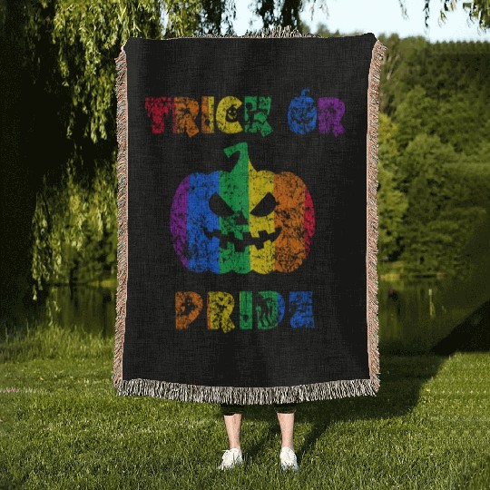 Trick or Pride Halloween Pride Woven Blankets