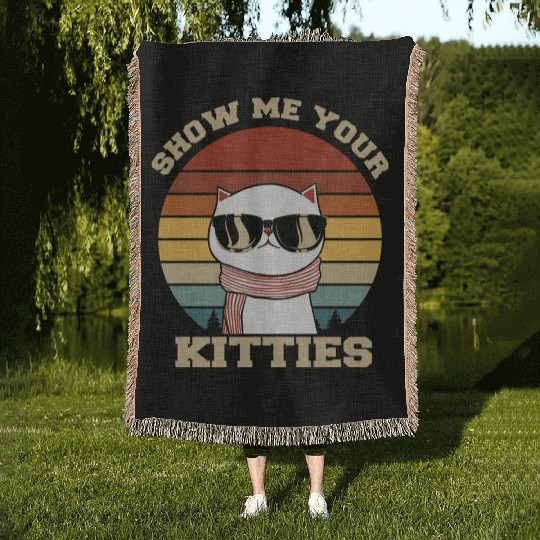 Show me your Kitties Cat Lover Woven Blankets
