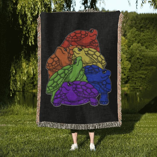 Turtle Stack LGBTQ Gay Pride Rainbow Flag LGBT Woven Blankets