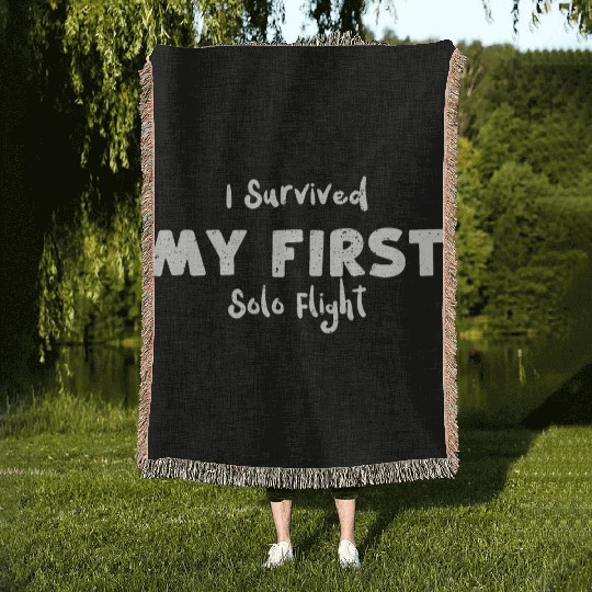 I Survived My First Solo Flight Woven Blankets