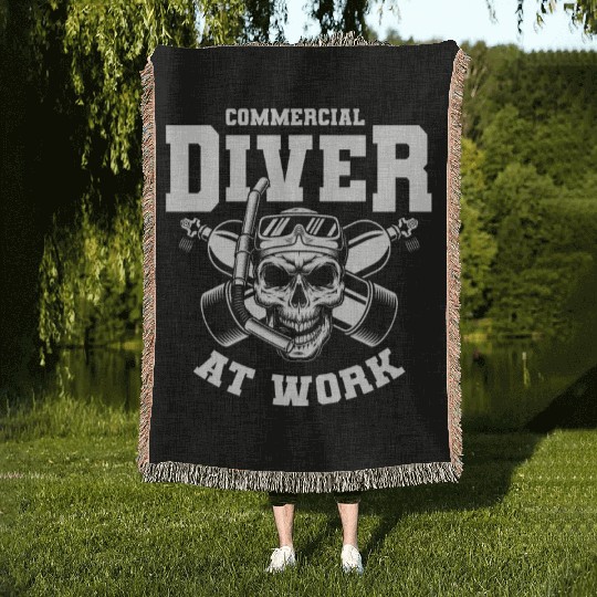 Scuba Diving Diver Woven Blankets