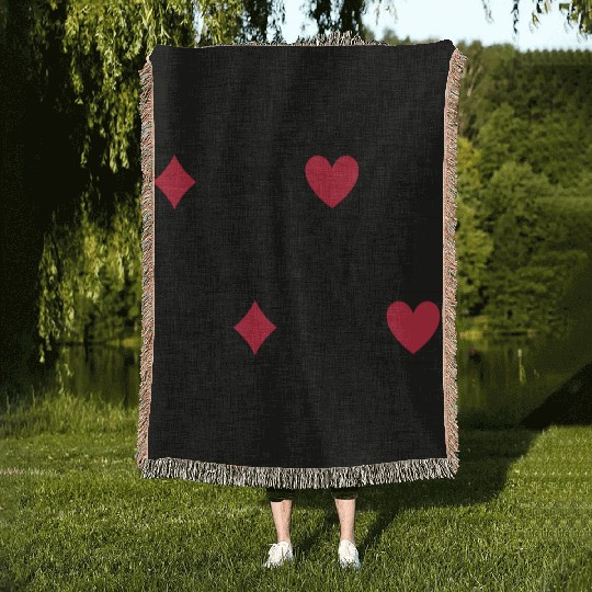Illusion with card symbols spell magic poker Woven Blankets