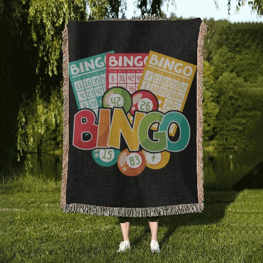 Fun Lucky Bingo Gambling Night Balls Cards T Woven Blankets