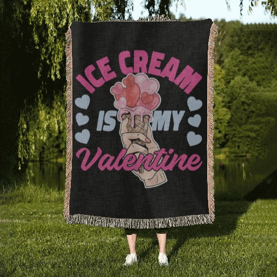 Ice Cream Valentines Day Cone Woven Blankets