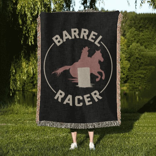 Barrel Racer Rodeo Racing Horse Riding Race Funny Woven Blankets