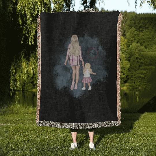 mother and daughter with love Woven Blankets