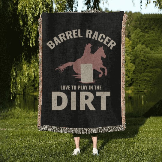 Barrel Racer Rodeo Racing Horse Riding Race Funny Woven Blankets