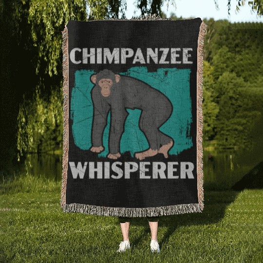 Chimpanzee Whisperer Monkey Animal Zookeeper Woven Blankets