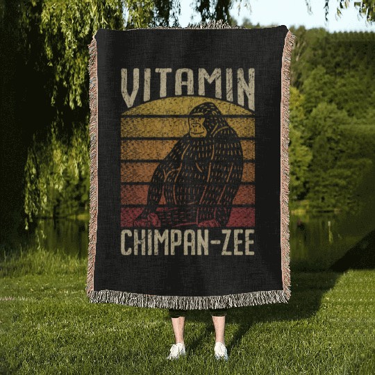 Vitamin Chimpanzee Monkey Animal Zookeeper Woven Blankets