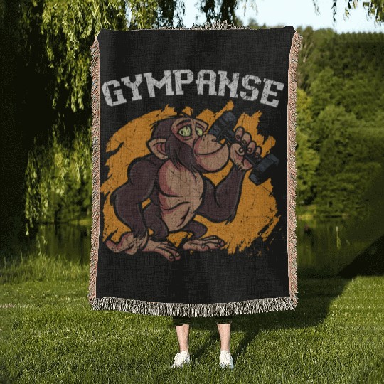 Gympanse Chimpanzee Monkey Animal Zookeeper Woven Blankets