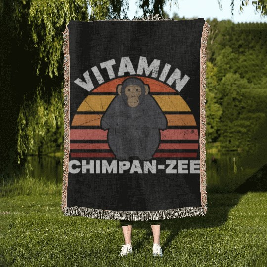 Vitamin Chimpanzee Monkey Animal Zookeeper Woven Blankets